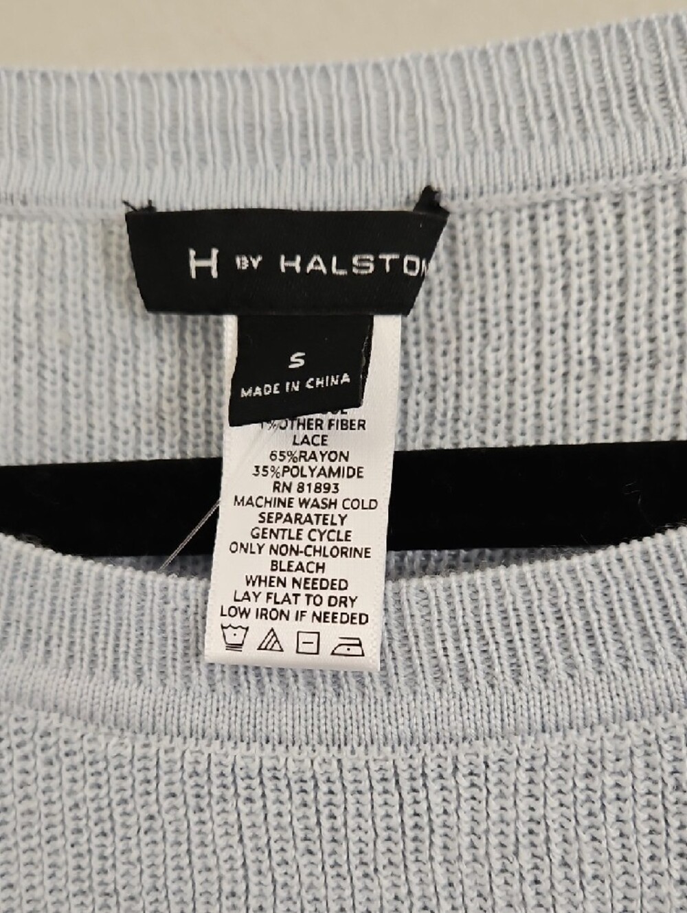 H by Halston Wool Blend Sweater Lace Side Panel Light Blue Size S EUC - Picture 4 of 9